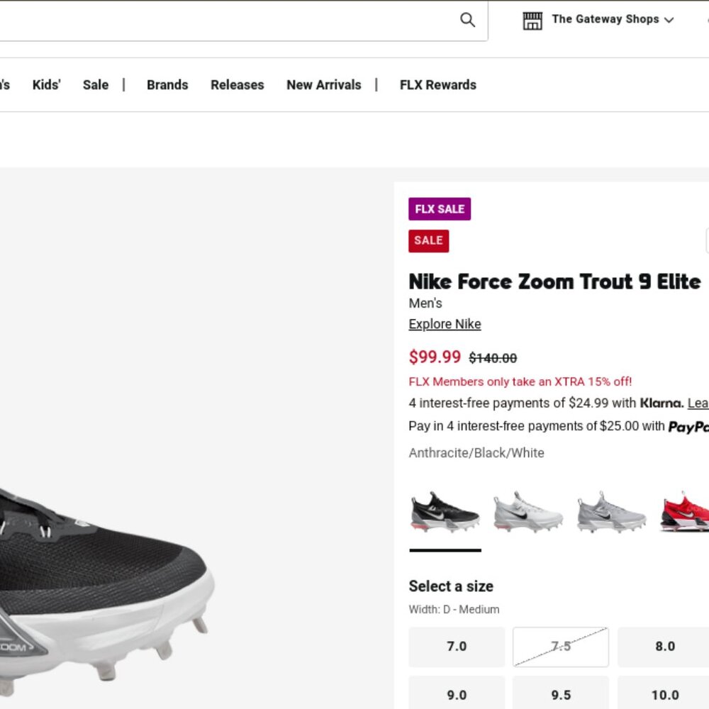 Nike Force Zoom Trout 9 Elite Cleats (M) size 7 Brand New w/o box - Picture 6 of 6